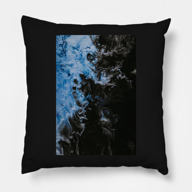 Black White And Blue Elegant Marble Stone Pattern Pillow by Islanr