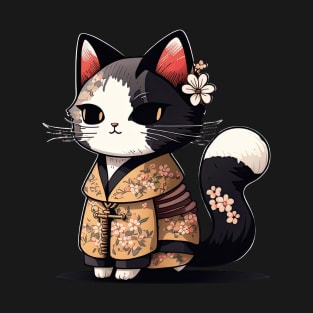 Japanese Cat Kimono T-Shirt