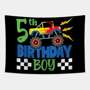 5 Year Old 5th Birthday Boy Monster Truck Car Tapestry