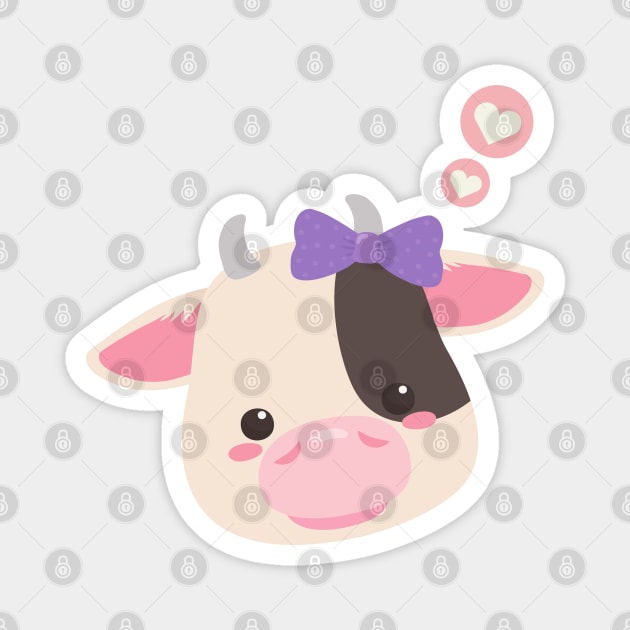 Baby Cow | Super Cute and Kawaii Pink Fluffy Calf Magnet by OMC Designs