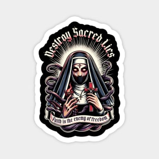 Gothic Anti-Religion Nun Design Magnet