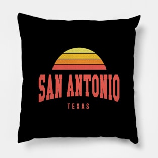 San Antonio, Texas - TX Retro Sunrise/Sunset Pillow