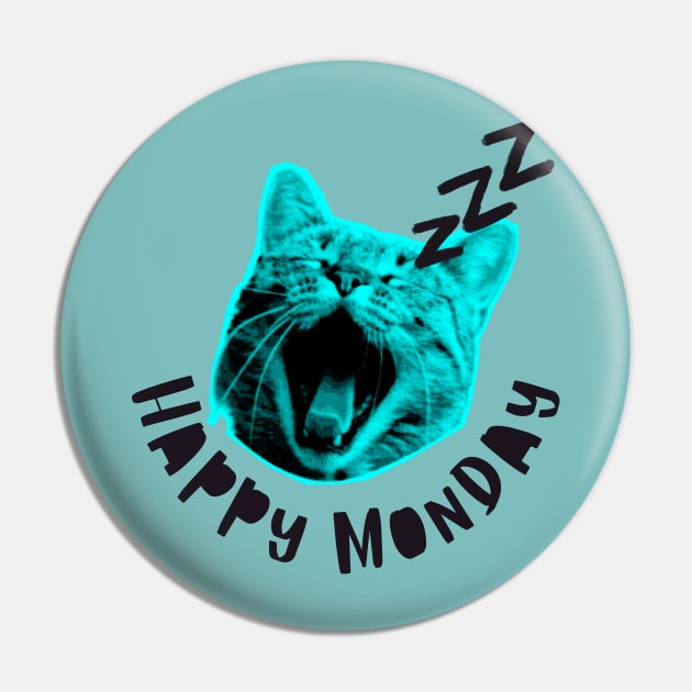 Happy Monday Sleepy Cat Pin by Yelda