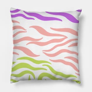 Violet Pink Yellow green wavy pattern in Whte Pillow