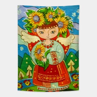 The angel girl colorful christmas decor Tapestry