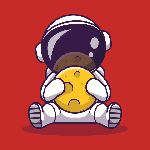 Cute Astronaut Holding Moon Cartoon Vector Icon Illustration by Catalyst Labs