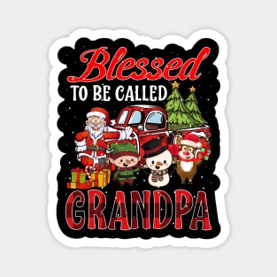 Blessed To Be Called Grandpa Christmas Buffalo Plaid Truck Magnet