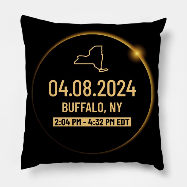 New York State Buffalo NY USA Totality April 8, 2024 Total Solar Eclipse Pillow by Bunny Prince Design