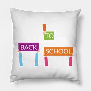 Hands holding BACK TO SCHOOL signs Pillow