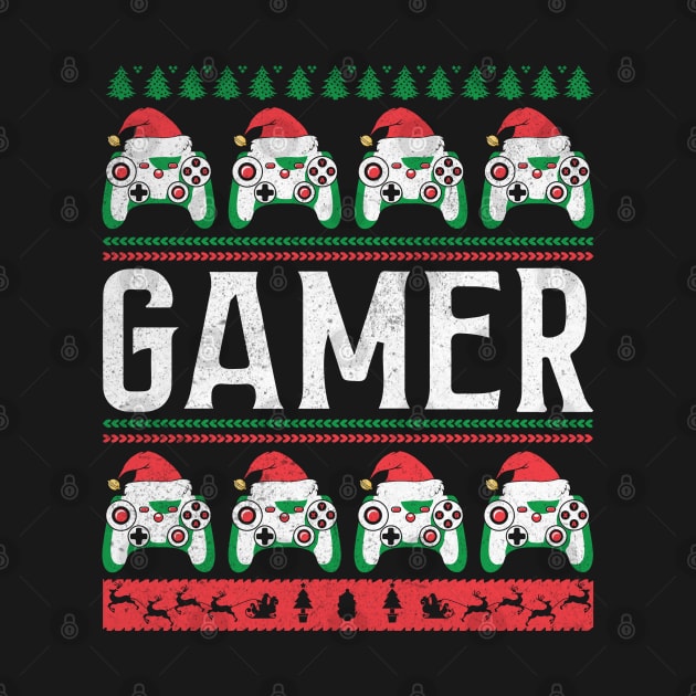 Gamer Christmas Pajama Game Controller Santa Hat Video Gaming Ugly Christmas Sweater by BadDesignCo