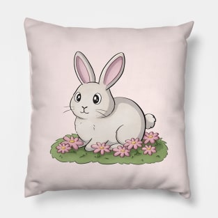 Bunny With Flowers Pillow