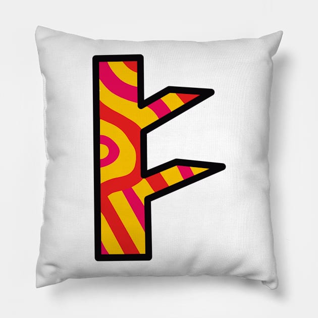 Rune Fehu Vintage Print Pillow by El Onix