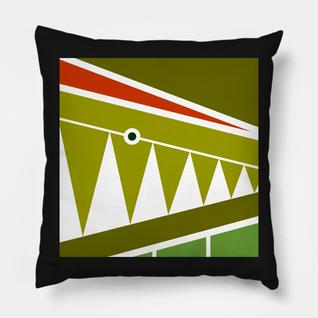 Crocodile - Digital Cubism Pillow by iconymous