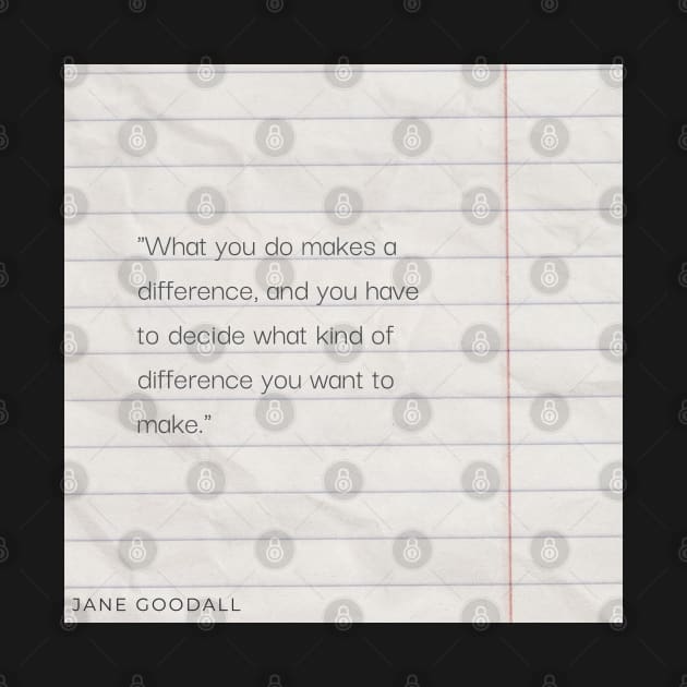 "What you do makes a difference, and you have to decide what kind of difference you want to make." - Jane Goodall Motivational Quote by InspiraPrints