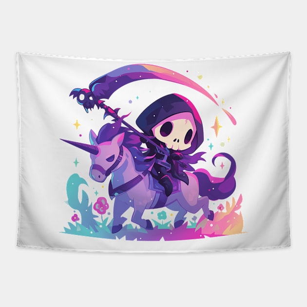 unicorn and reaper rider Tapestry by peterdoraki