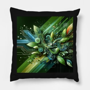 Digital Naturalism: Fusion of Tech and Flora Pillow