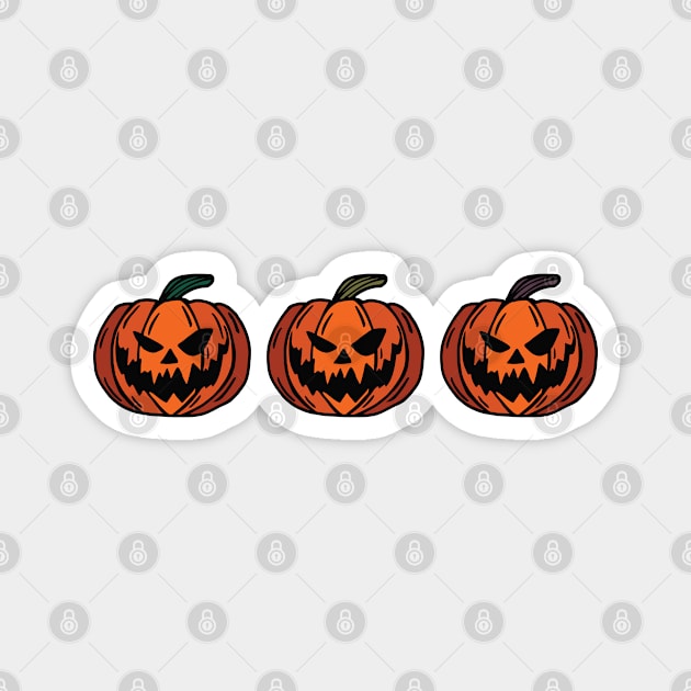 Pumpkin Fall Horror Pumpkin Face Spooky Season Halloween Magnet by Mochabonk