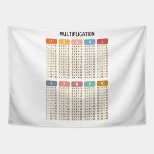 Math Multiplication Table in Muted Boho Rainbow Colors for Kids Tapestry