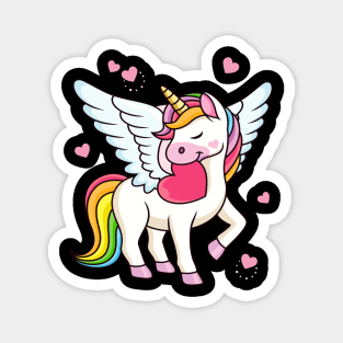 Cute Unicorn With Hearts And Wings for Girls Magnet