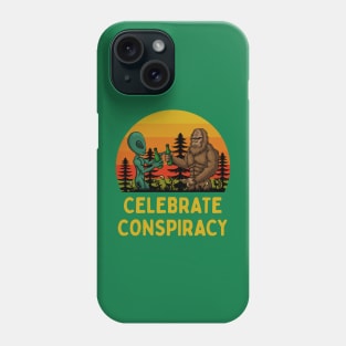 Celebrate Conspiracy: Bigfoot and Alien Drinking Beers Together Phone Case