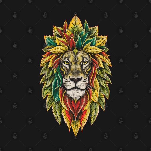 Rasta Reggae Lion Beautiful Jamaican Rastafarian Design by PugSwagClothing