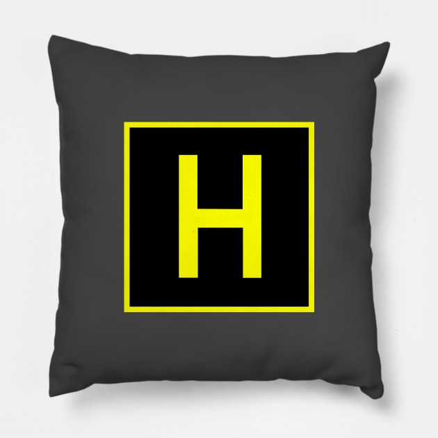 H - Hotel - FAA taxiway sign, phonetic alphabet Pillow by Vidision Avgeek