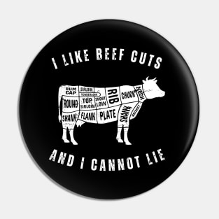 I Like Beef Cuts - Funny Cow Graphic - White Pin