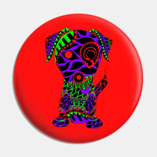 the magical dog in lovely bright pattern ecopop Pin