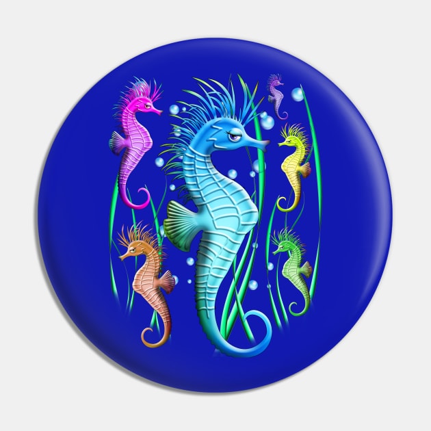 Seahorses Underwater Scenery Pin by BluedarkArt