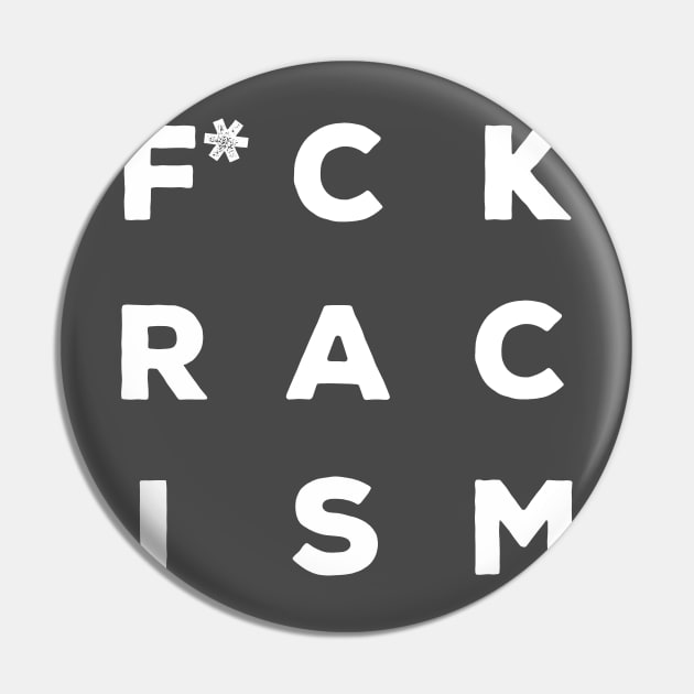 F*CK RACISM Slogan Design Pin by DankFutura