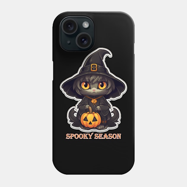 Spooky Season Witchy Cat with Pumpkin Phone Case by ThinkLMAO