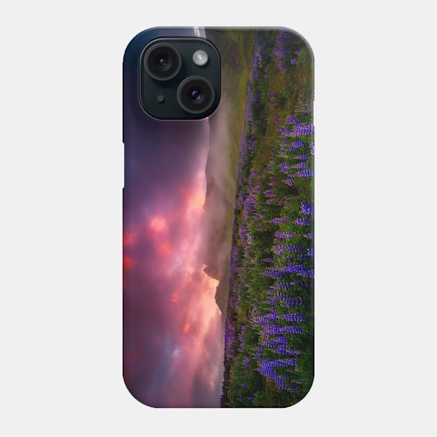 Lupins under the Midnight Sun Phone Case by paulmp