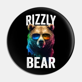 Rizzly Bear Funny W Rizz Meme Grizzly Bear Lover Pin