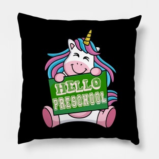 Funny Back to school Unicorn Hello Preschool T shirt Pillow