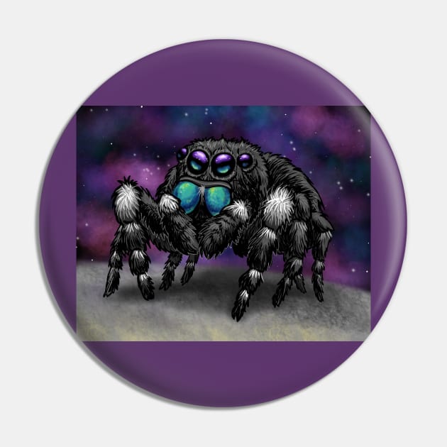 Bold Jumping Spider in Space Pin by RJKpoyp