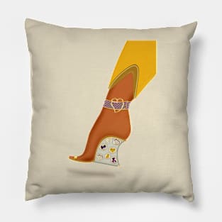 Golden high heel shoe with hearts Pillow