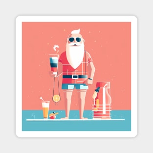 Funny Santa Tropical Christmas Magnet
