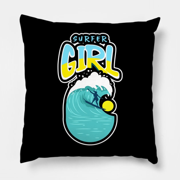 SURFER Girl Surf Life Pillow by SartorisArt1