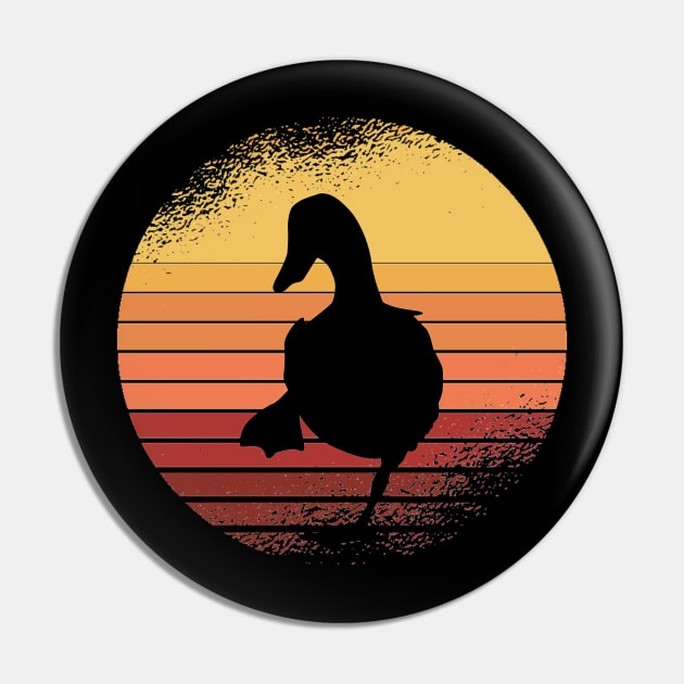 Duck Retro Vintage Sunset Distressed Pin by Little Duck Designs