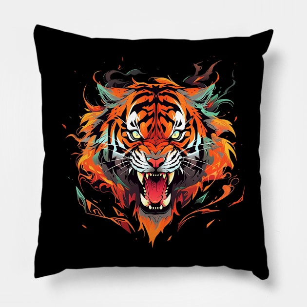 angry tiger Pillow by dorapeterx