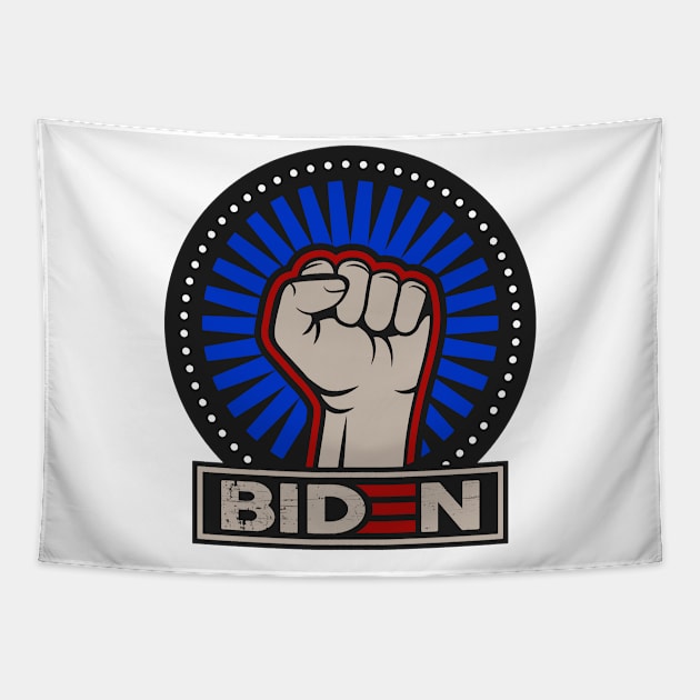 Biden vintage monochrome emblem with arm and clenched fist Tapestry by Modern Art