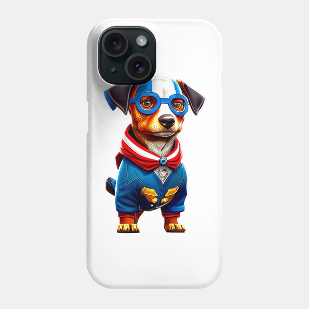 Proud Pup: American Dachshund with Flag Colors and Blue Glasses Tee Phone Case by fur-niche