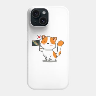 Cute Cat Holding Disability Pride Flag Phone Case