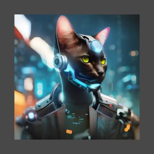 Cyberpunk Kitty (5) - Anthropomorphic Sci fi Cats T-Shirt