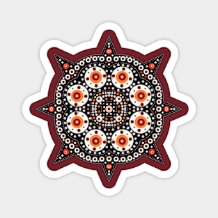 Eight-Pointed Mandala Orange-White Magnet