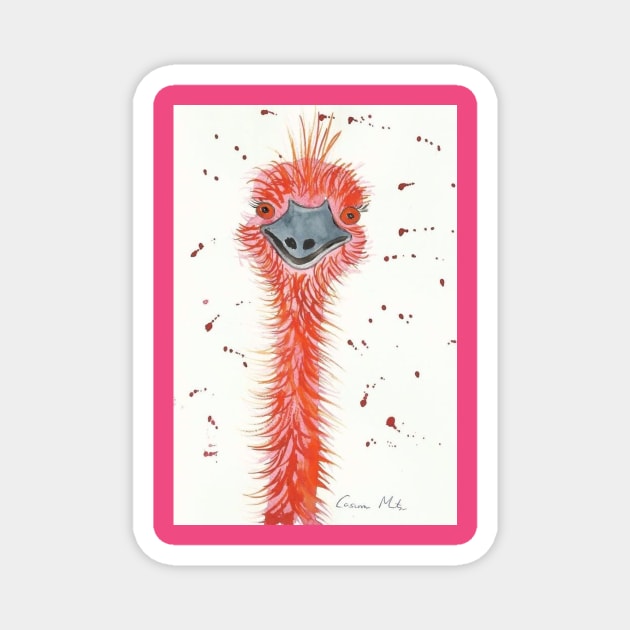 Funny Pink Emu Magnet by Casimirasquirkyart