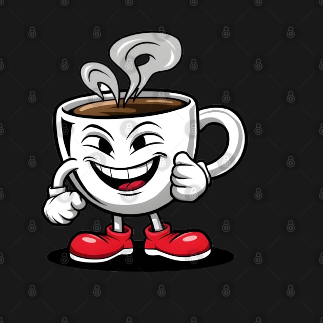 Funny Coffee Cup Laughing image print by LENTEE