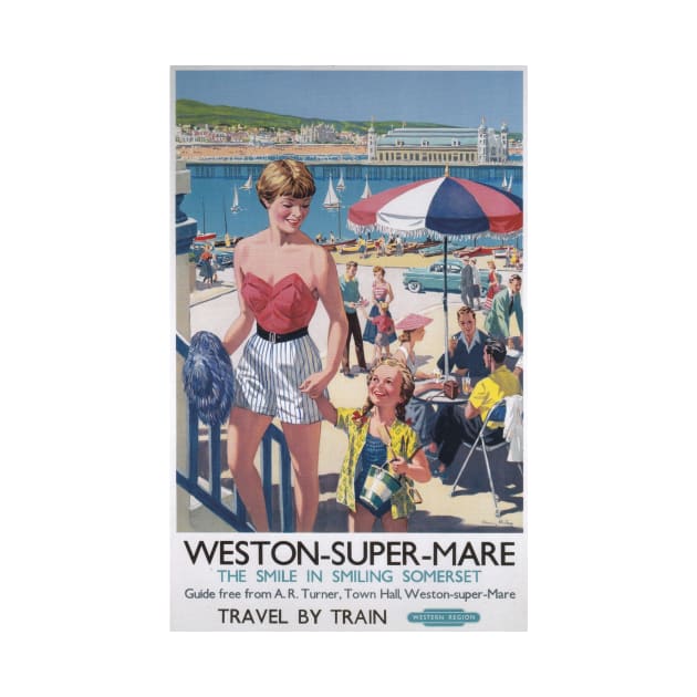 Weston-Super-Mare, Somerset - BR,WR - Vintage Railway Travel Poster - 1952 by BASlade93