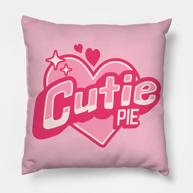 Cutie Pie Sparkle Pink Heart Badge Pillow by SLAG_Creative