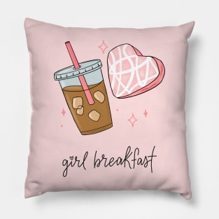 Heart snack cake and iced coffee girl breakfast Pillow